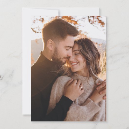 Elegantes Wappen | Schwarz und Weiß und Foto Save The Date (Rückseite)