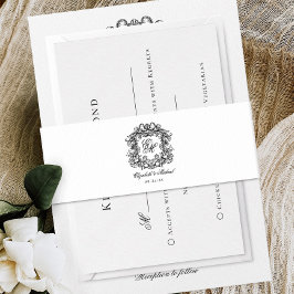 Elegantes Wappen Script Monogram Wedding Einladungsbanderole