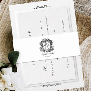 Elegantes Wappen-Script Monogramm Hochzeit Einladungsbanderole