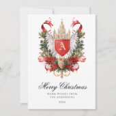 Elegantes Wappen Weihnachtskarte Feiertagskarte (Vorderseite)