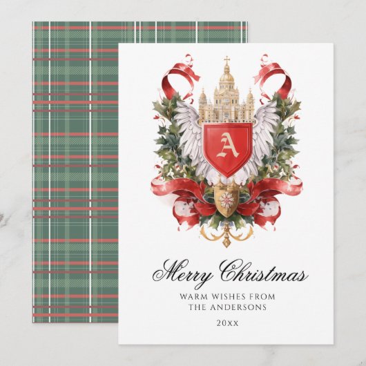 Elegantes Wappen Weihnachtskarte Feiertagskarte (Vorne/Hinten)