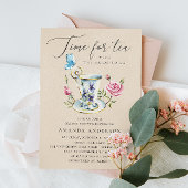 Elegantes warmes Ivory Floral Tee Party Brautparty Einladung