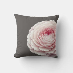 Elegantes, warmes, kohlefarbene Rosé-Blumen-Wurfki Kissen