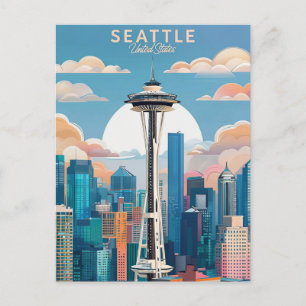 Elegantes Washington DC Aquarell im Vintage-Stil Postkarte