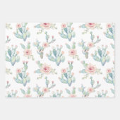 Elegantes Wasser Boho Cactus & Succulents Geschenkpapier Set (Vorderseite 3)