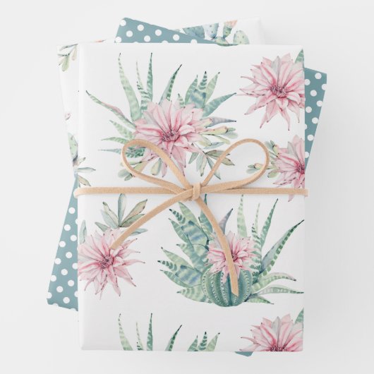 Elegantes Wasser Boho Cactus & Succulents Geschenkpapier Set (Beispiel)
