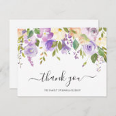 Elegantes Wasser Lila florales Beileid Beerdigung Dankeskarte (Vorne/Hinten)