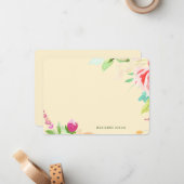 Elegantes Wasser Personalisiert gelb floral Mitteilungskarte (Vorderseite/Rückseite Beispiel)