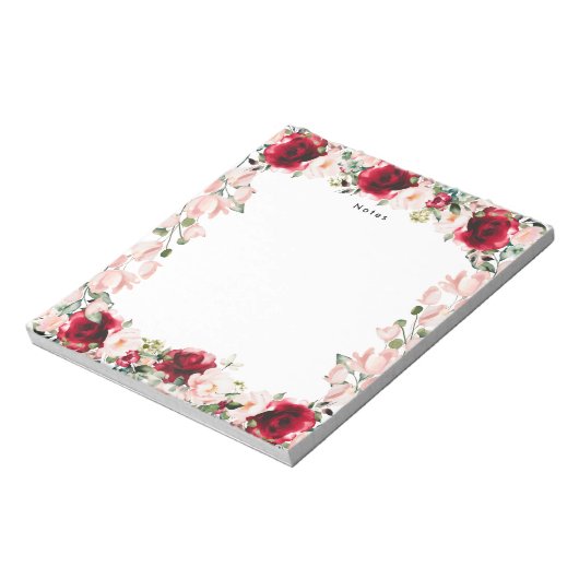 Elegantes Wasser Rosa Rosa Personalisiert Notizblock (Rotiert)