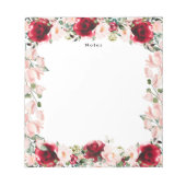 Elegantes Wasser Rosa Rosa Personalisiert Notizblock (Vorderseite)