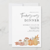 Elegantes Wassercolor Pumpkin Erntedank Dinner Einladung (Vorderseite)
