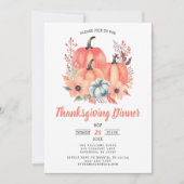 Elegantes Wassercolor Pumpkin Erntedank Dinner Einladung (Vorderseite)