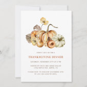 Elegantes Wassercolour Pumpkins Erntedank Abendess Einladung (Vorderseite)