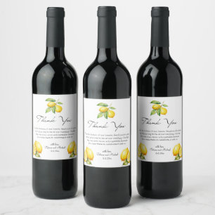 elegantes Wasserfarbe-Limoncello-Hochzeit-Dankesch Weinetikett
