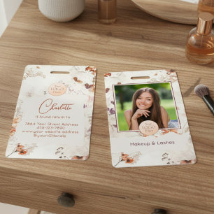 Elegantes Wasserfarbe-Script-Logo Foto Make-up Ausweis