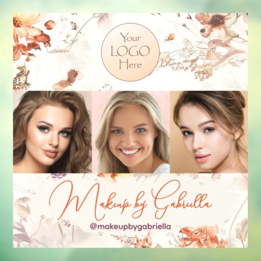 Elegantes Wasserfarbe-Script-Logo Foto Makeup Stud Fensteraufkleber (Blatt 3)