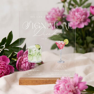 Elegantes Wasserfarbe Sein-Ihr-Signature-Getränk-H Acrylschild