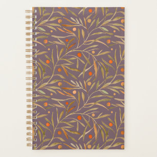 Elegantes Wasserfarben-Blattmuster mit violettem H Planer