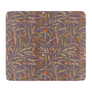 Elegantes Wasserfarben-Blattmuster mit violettem H Schneidebrett
