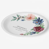 Elegantes Wasserfarben-Blumen-60. Geburtstag  Pappteller (Schrägansicht)