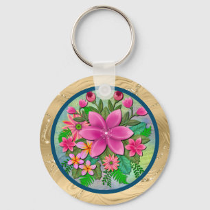 Elegantes Wasserfarben-Blumen-Botanik-Frühlingsbou Schlüsselanhänger