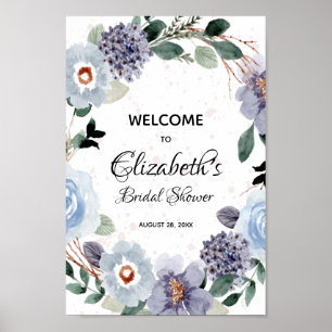 Elegantes Wasserfarben-Blumen-Brautparty-Schild Poster