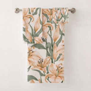 Elegantes Wasserfarben-Blumen-Dekor auffällig Badhandtuch Set