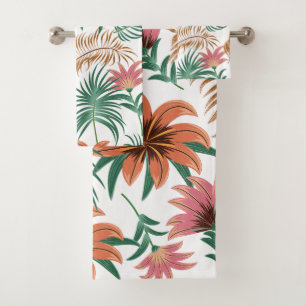 Elegantes Wasserfarben-Blumen-Dekor auffällig Badhandtuch Set
