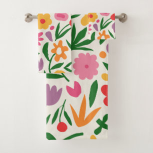 Elegantes Wasserfarben-Blumen-Dekor auffällig Badhandtuch Set