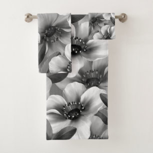 Elegantes Wasserfarben-Blumen-Dekor-Augenfänger  Badhandtuch Set