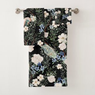 Elegantes Wasserfarben-Blumen-Dekoratives auffalle Badhandtuch Set