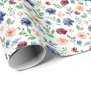 Elegantes Wasserfarben-Blumen-Geburtstagsgeschenk Geschenkpapier