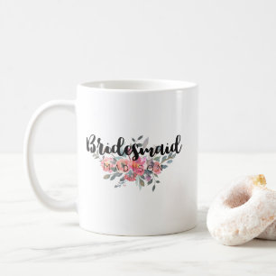 Elegantes Wasserfarben-Blumen-Hochzeitsbrautjungfe Kaffeetasse