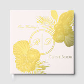Elegantes Wasserfarben-Blumen-Monogramm-Hochzeit Gästebuch (Vorderseite)