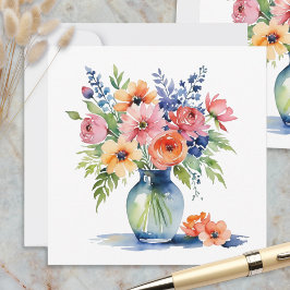 Elegantes Wasserfarben-Blumen-Notizkartenset Mitteilungskarte