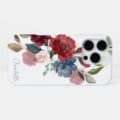 Elegantes Wasserfarben-Blumen-Script Personalisier iPhone Hülle (Rückseite (Horizontal))