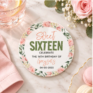 Elegantes Wasserfarben-Blumen-Sweet Sixteen Getränkeuntersetzer