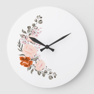 Elegantes Wasserfarben-Blumenbouquet und Botanik Große Wanduhr