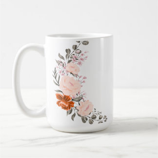 Elegantes Wasserfarben-Blumenbouquet und Botanik Kaffeetasse