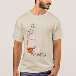 Elegantes Wasserfarben-Blumenbouquet und Botanik T-Shirt
