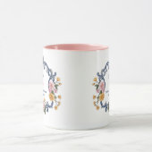 Elegantes Wasserfarben-Blumenmonogramm und Initial Tasse (Zentrum)