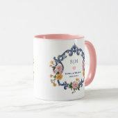 Elegantes Wasserfarben-Blumenmonogramm und Initial Tasse (VorderseiteRechts)