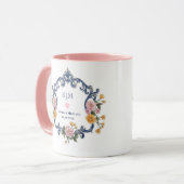 Elegantes Wasserfarben-Blumenmonogramm und Initial Tasse (Vorderseite Links)