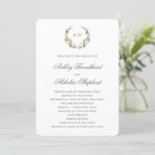 Elegantes Wasserfarben-Blumenwappen Hochzeit Programm (Stehend Vorderseite)
