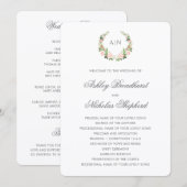 Elegantes Wasserfarben-Blumenwappen Hochzeit Programm (Vorne/Hinten)