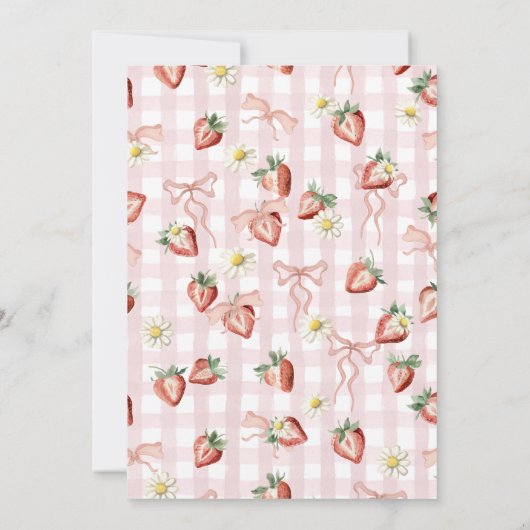 Elegantes Wasserfarben Erdbeere Mädchen 1. Geburts Einladung (Rückseite)