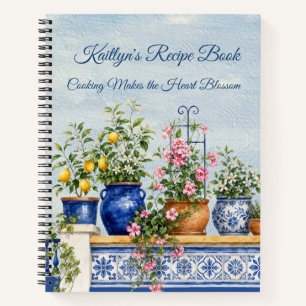 Elegantes Wasserfarben-Florales Kochbuch mit Namen Notizblock
