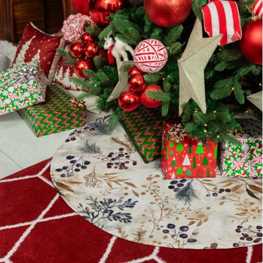 Elegantes Wasserfarben-Herbstfarben Blumenmuster Polyester Weihnachtsbaumdecke