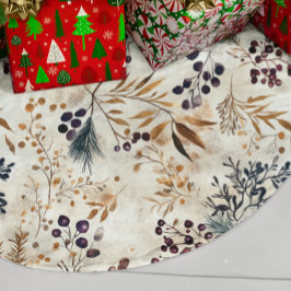 Elegantes Wasserfarben-Herbstfarben Blumenmuster Polyester Weihnachtsbaumdecke