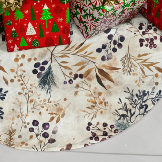 Elegantes Wasserfarben-Herbstfarben Blumenmuster Polyester Weihnachtsbaumdecke